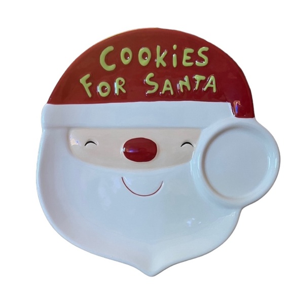 Christmas Eve "Cookies for Santa"  Santa Claus Face Ceramic Plate 10" - Picture 1 of 2